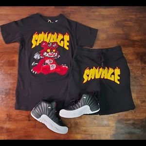 Kids 2 piece black savage Sz Various